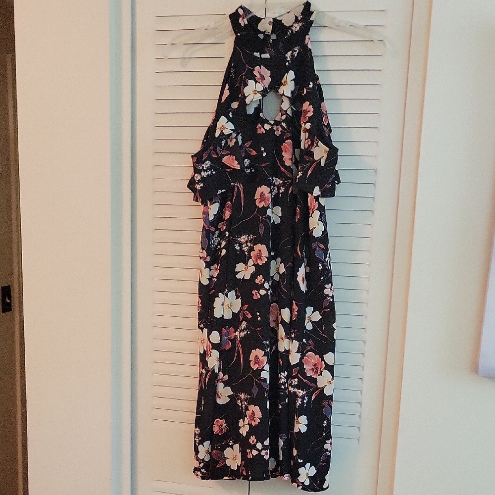 Maurices Floral Halter Dress - Black and Pink
